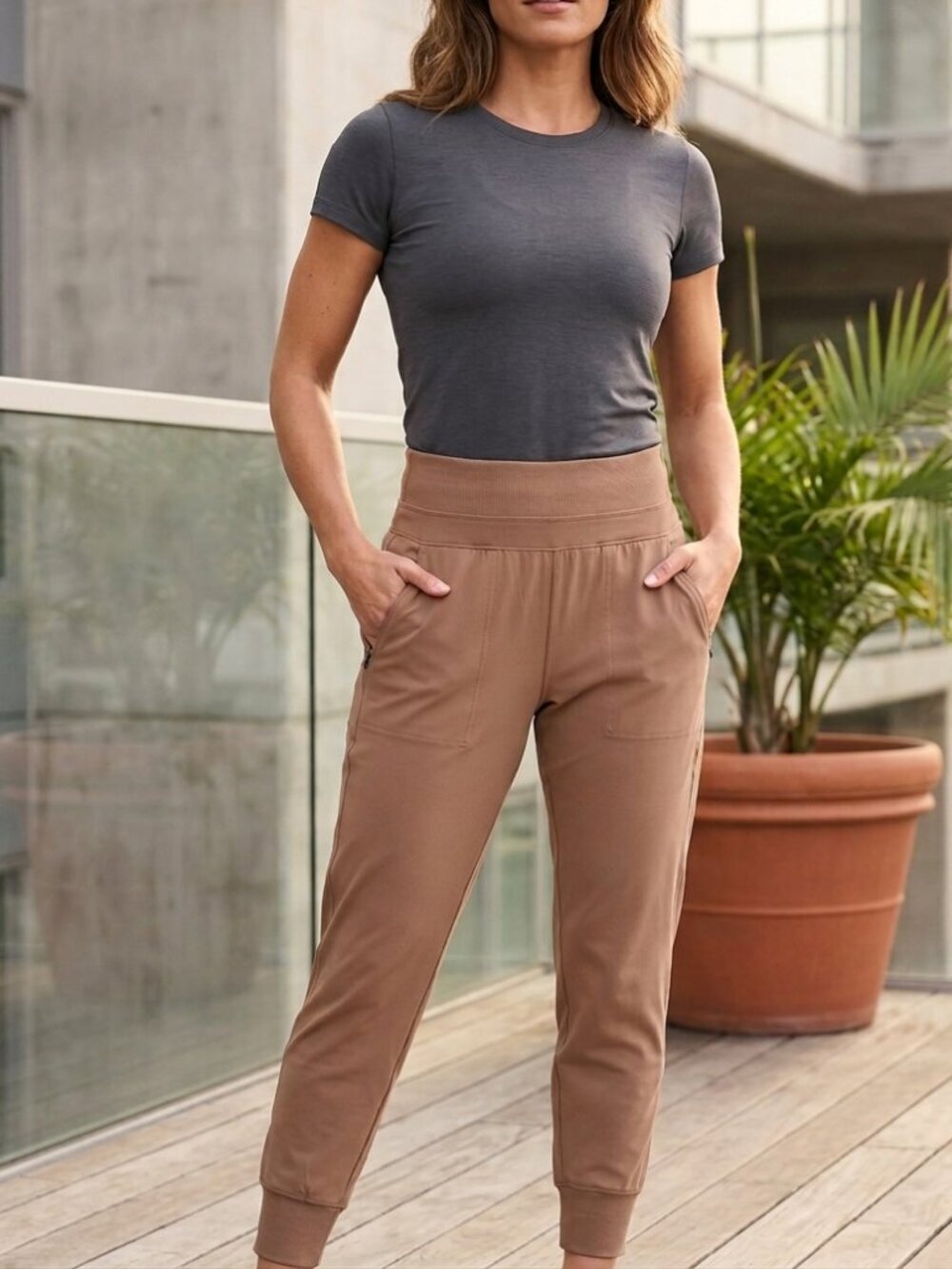 Athleta Trekkie North Joggers - Nude/Tan - Size Medium